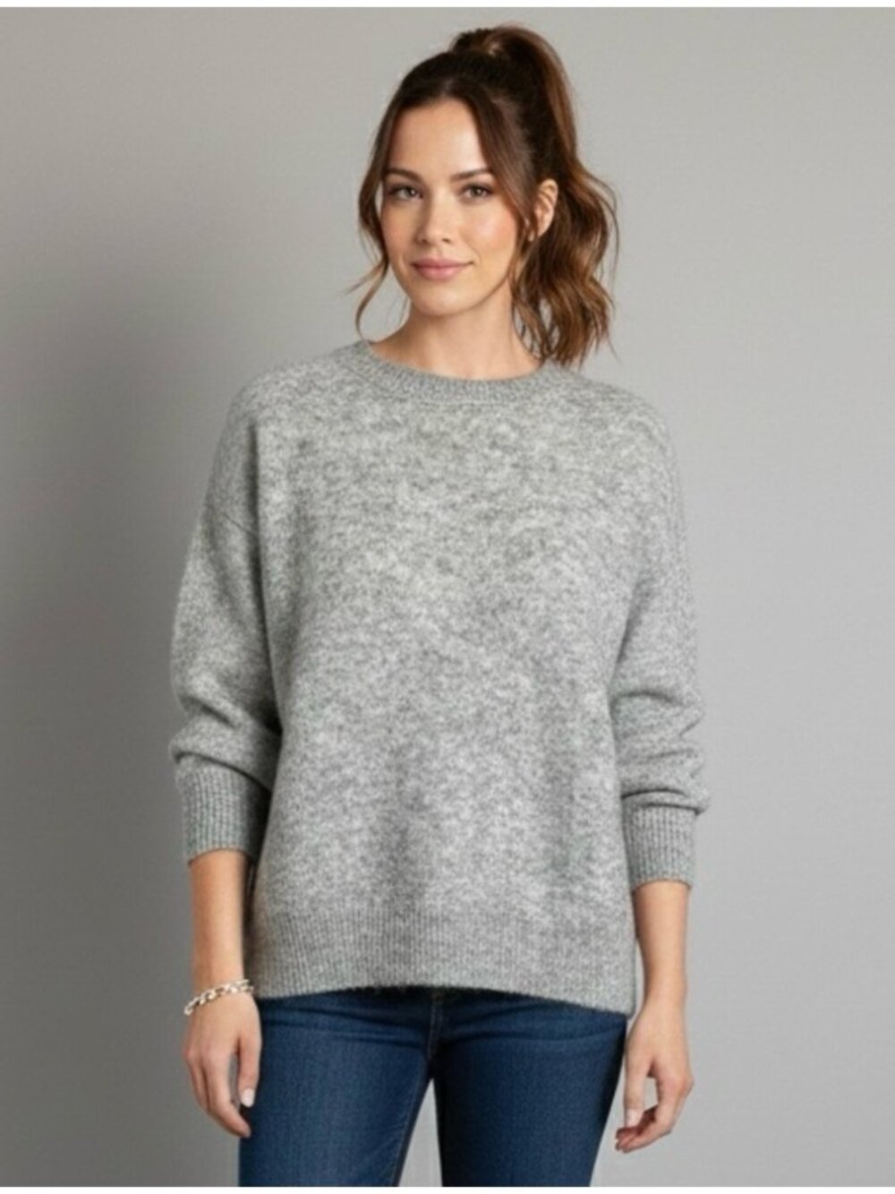 Light Gray Fine Knit Mohair Wool Sweater​ - XS/S, perfect slightly oversized!